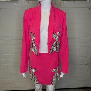 INA Rhinestone Bow Blazer & Skirt Set – Small